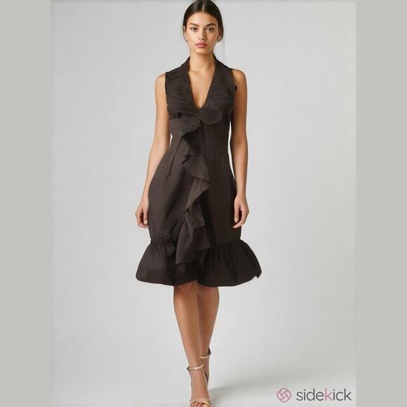 Eva Franco Ruffled Mermaid Hem Halter Dress NWOT Size 0 - Picture 1 of 7